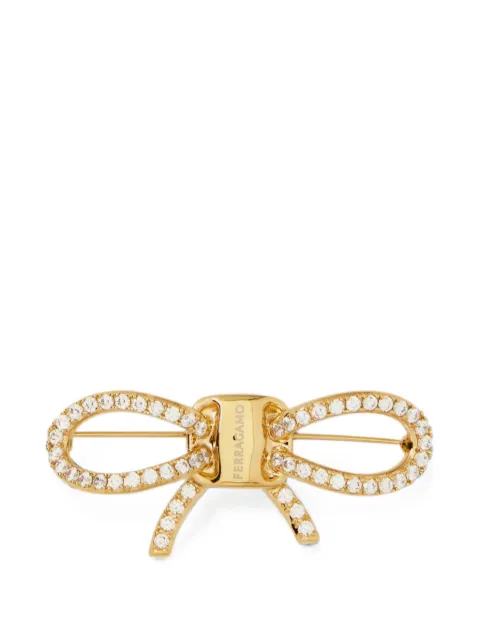 Ferragamo crystal-embellished bow brooch Gold 760979