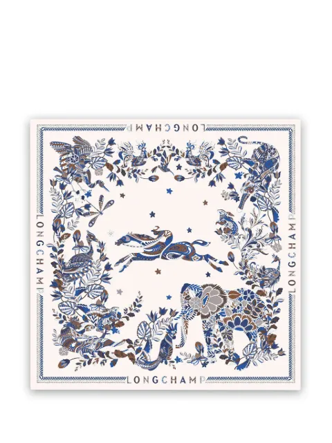 Longchamp animal-print silk scarf Blue 50647GSOM01
