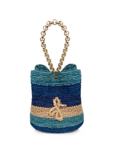 Ruslan Baginskiy striped straw shoulder bag Blue STRIPEDCHAINSTRAPPOUCHBAGPCB036077STR45MKNSTRPBHRPRBNATURALSTRAWBLUER26