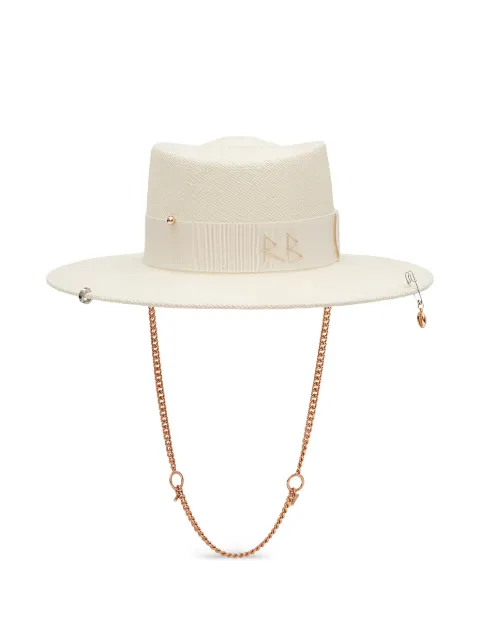 Ruslan Baginskiy Gambler chain-strap straw hat Neutrals CHAINSTRAPSTRAWGAMBLERHAT
