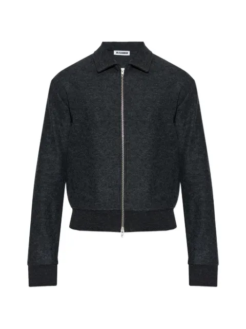 Jil Sander zip-up ribbed-trim bomber jacket Grey J22HG0111J41423