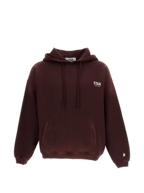 Golden Goose distressed-effect logo-print hoodie Brown GUP02712P002414