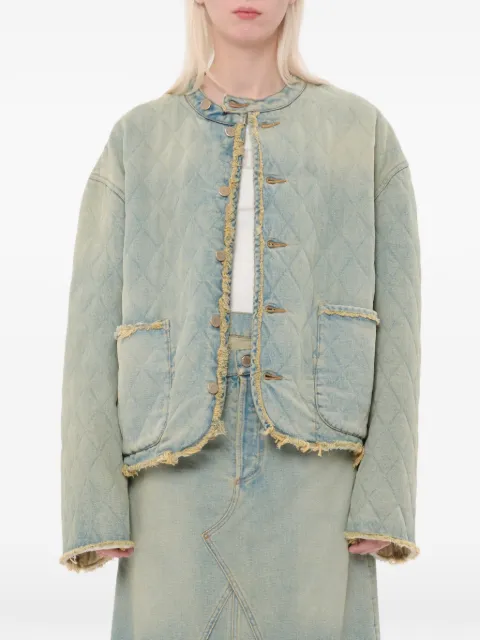 Magliano quilted frayed-edge jacket Blue MGSS26OW03012