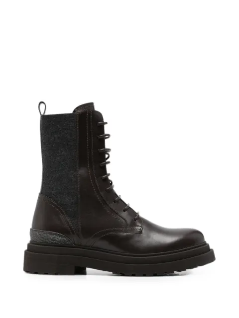 Brunello Cucinelli lace-up leather boots Brown MZOLG3308C8279