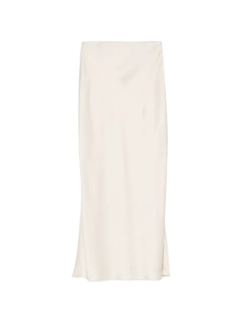Brunello Cucinelli satin-finish side-slit skirt Neutrals M0H38G3396C9815