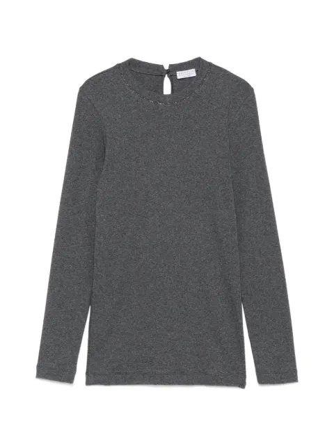 Brunello Cucinelli long-sleeve Monili-chain T-shirt Grey M0TC8BJ300CV563