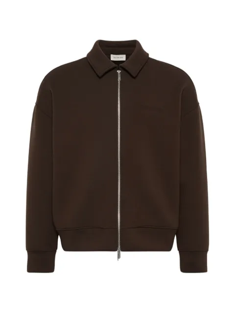 Calvin Klein logo-embroidered zip-up jacket Brown LV04RG227GTO2