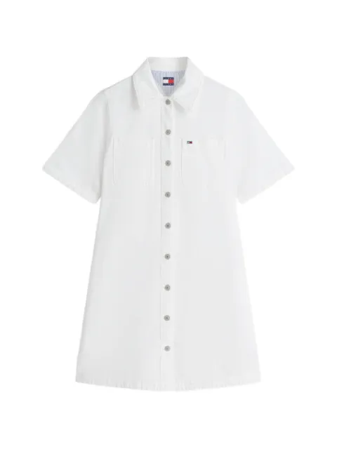 Tommy Hilfiger button-up short-sleeve mini dress White DW0DW22847