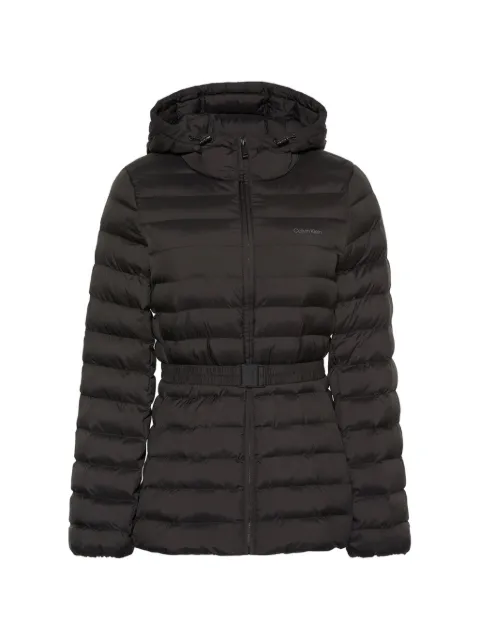 Calvin Klein belted hooded puffer jacket Black LV044G504GUB1