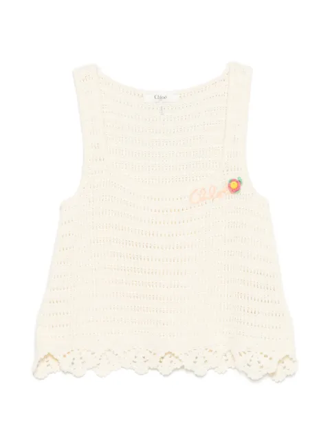 Chloé crochet scalloped top Neutrals CH26AMH05800