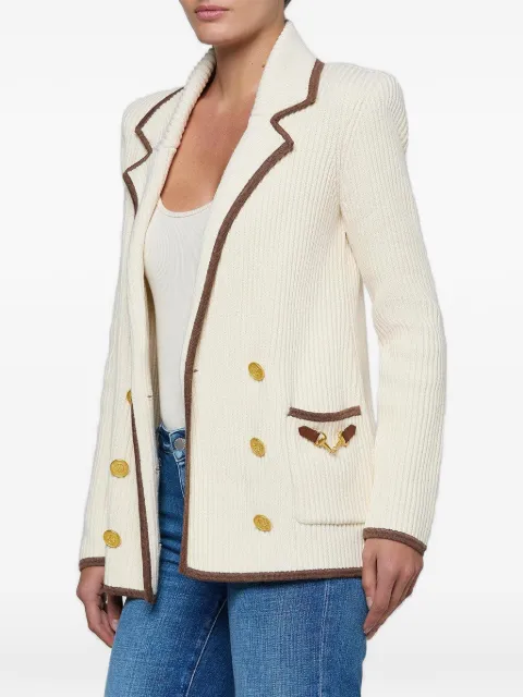 L'Agence Ranch ribbed-knit blazer Neutrals 80119SWM3IVORYDKCAPPUCCINO