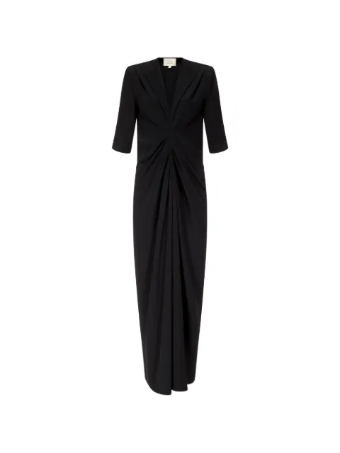 LouLou de Saison Willa gathered-detailing maxi dress Black WILLA