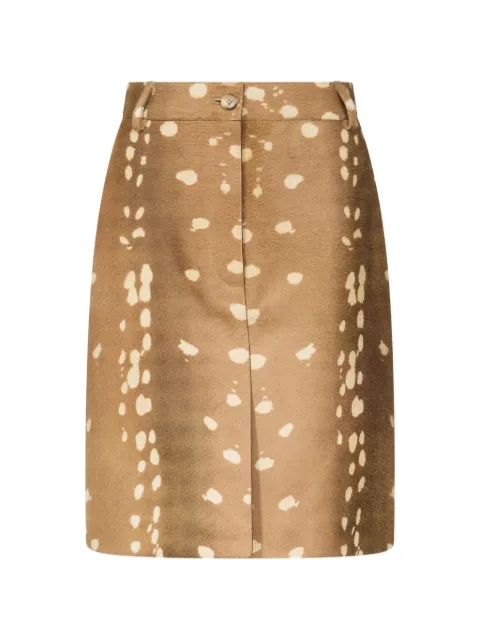LouLou de Saison Mica deer-print pony-effect mid skirt Brown MICA