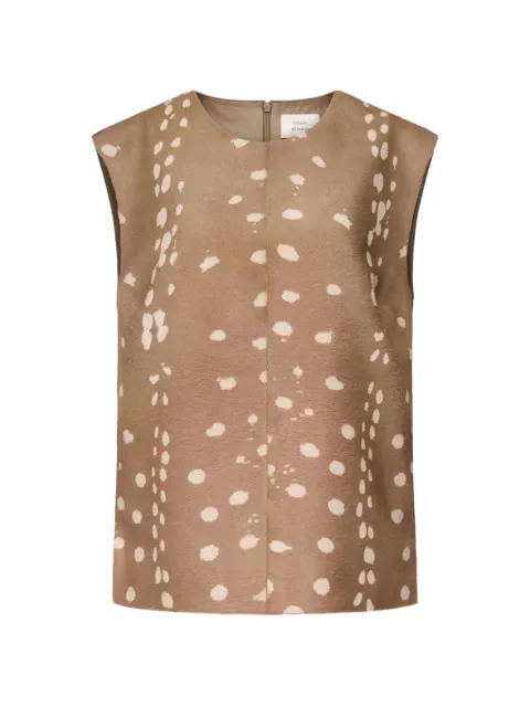 LouLou de Saison Kena deer-print sleeveless leather blouse Brown KENA