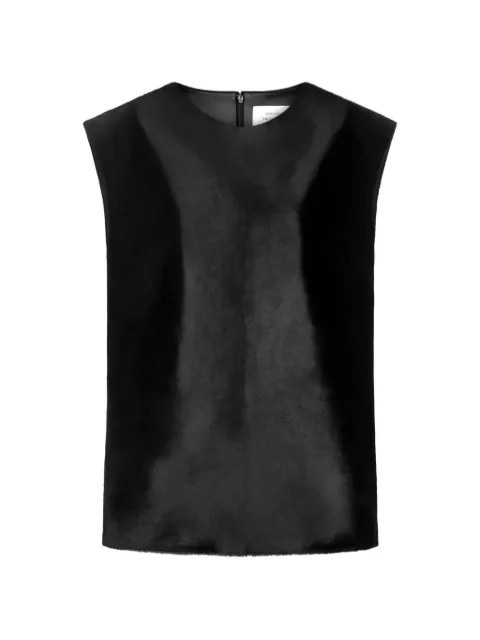 LouLou de Saison Juni sleeveless leather blouse Black JUNI