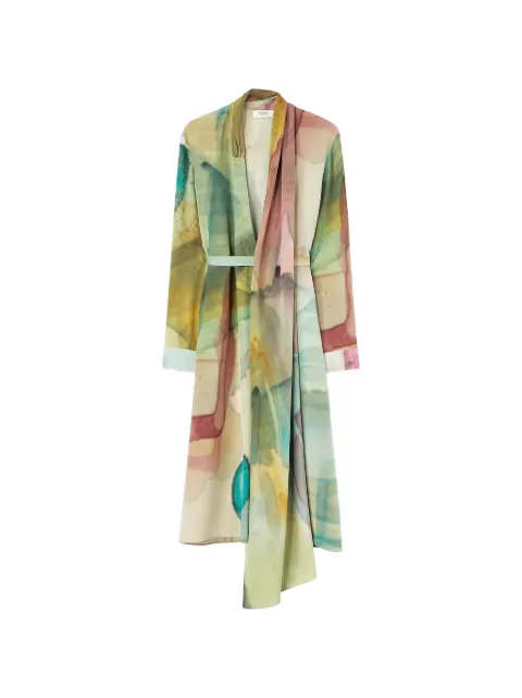 RETORI printed scarf-detail dress Blue 02WFADR011SP00