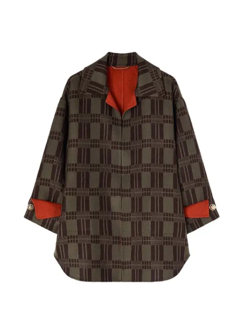 RETORI reversible check-jacquard coat Green 02WFAOU005LD02