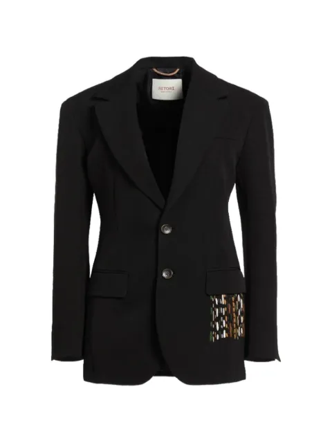 RETORI embroidered single-breasted virgin-wool blazer Black 01WFAJA002LU02