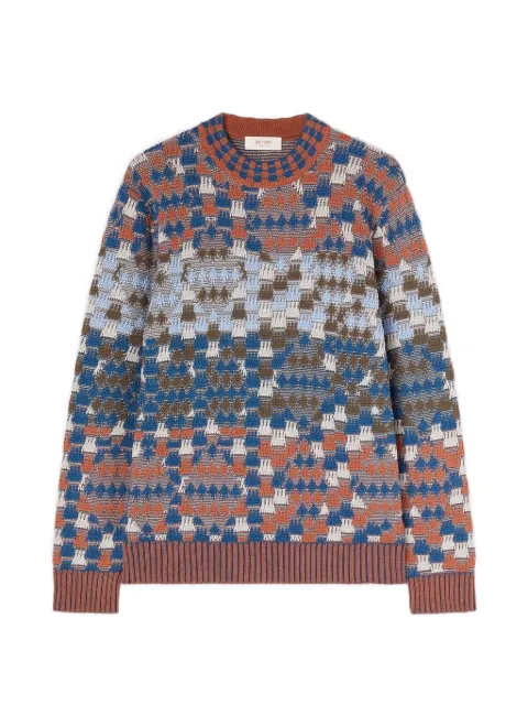 RETORI argyle-motif virgin wool sweater Blue 02MKNTO127LJ02