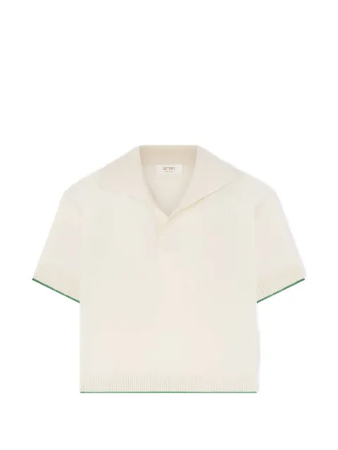 RETORI contrast-trim short-sleeve polo shirt Neutrals 01WKNTO115LR01
