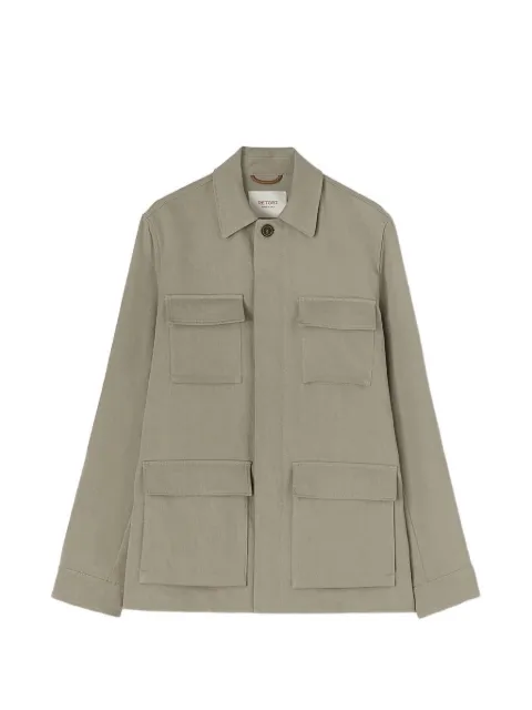 RETORI Saharienne pocket-details linen jacket Grey 02MFAJA012IU01