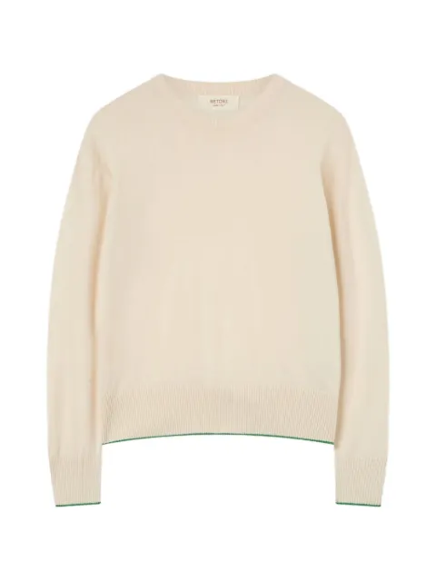 RETORI stripe-trim crew-neck sweater Neutrals 01WKNTO114LR01
