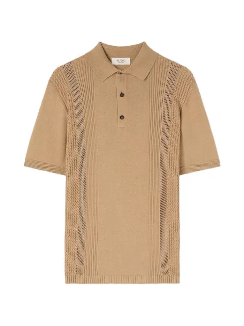 RETORI mixed-stitch knit polo shirt Neutrals 03MKNTO158CS13