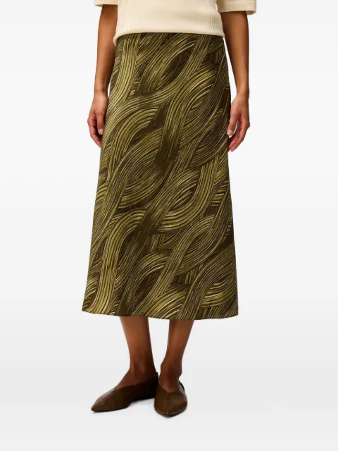 RETORI printed A-line silk midi skirt Green 03WFASK008SP01