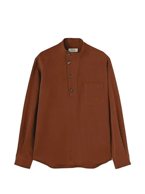 RETORI band-collar half-placket T-shirt Brown 02MFATO008IU01