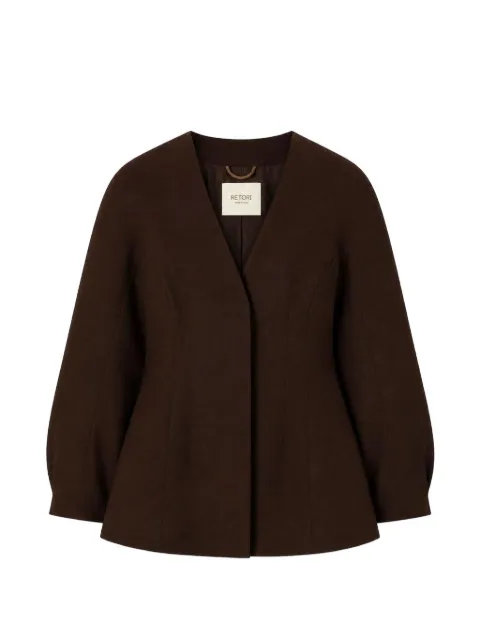 RETORI hourglass-silhouette single-breasted blazer Brown 04WFAJA015LU03