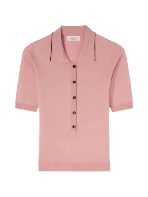 RETORI jersey-stitch knit polo shirt Pink 03WKNTO159CR02