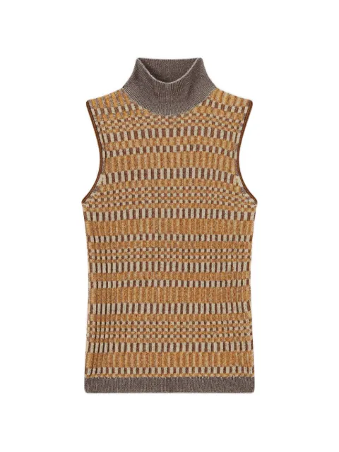 RETORI micro-check-stitch sleeveless top Brown 01WKNTO022LJ01