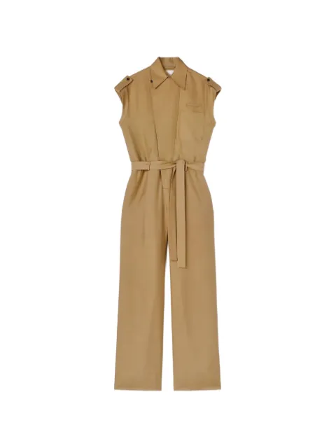 RETORI sleeveless belted silk jumpsuit Brown 03WFAJS001SU05