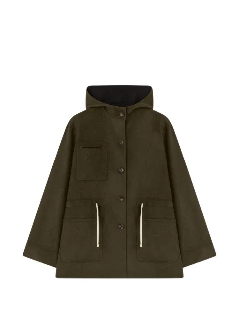 RETORI rope-detail reversible wool parka Green 01WFAOU001LD00