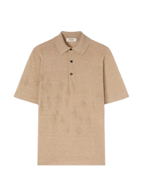 RETORI bird-motif ottoman-stitch polo shirt Neutrals 03MKNTO155NS02
