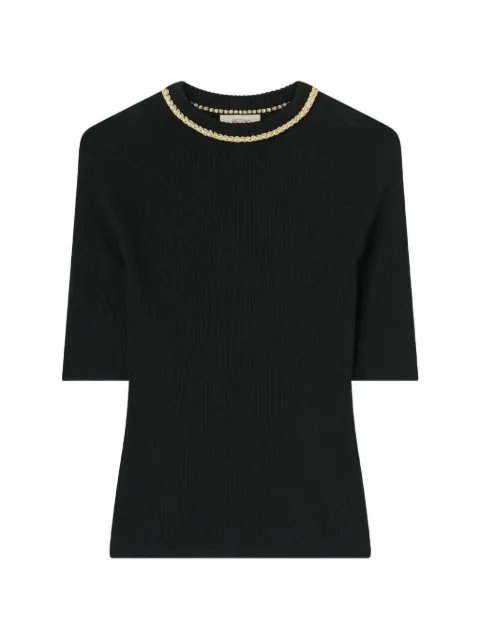 RETORI chain-detail rib-knit T-shirt Black 01WKNTO119WS02
