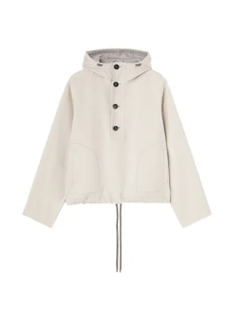 RETORI drawstring-hem wool hoodie Neutrals 02WFAOU006LD00