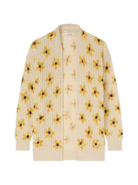 RETORI floral-print open-knit cashmere cardigan Neutrals 03WKNTO164WP04