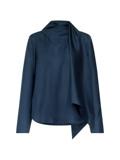 LouLou de Saison Gala silk-twill blouse Blue GALA