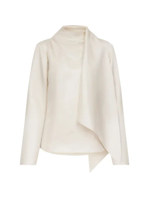 LouLou de Saison Gala draped-detailing silk blouse Neutrals GALAIVRY