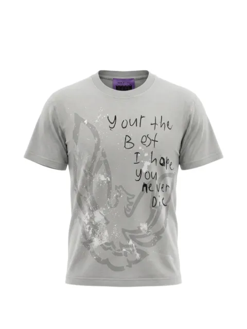 B WOOD graphic-print garment-dyed T-shirt Grey BWOODYTBNDTGSS26