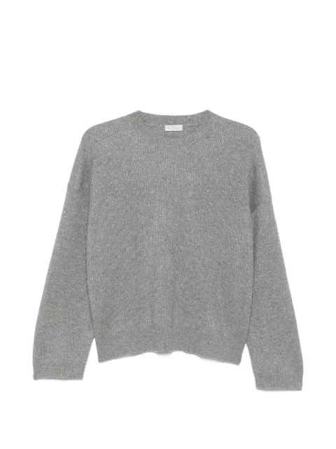 Brunello Cucinelli ribbed-knit metallic-thread sweater Grey M1E224720CBK52