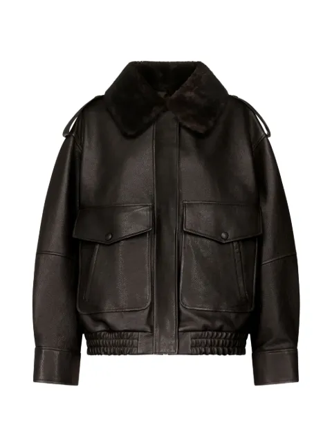 LouLou de Saison Russo shearling-collar leather jacket Brown RUSSO
