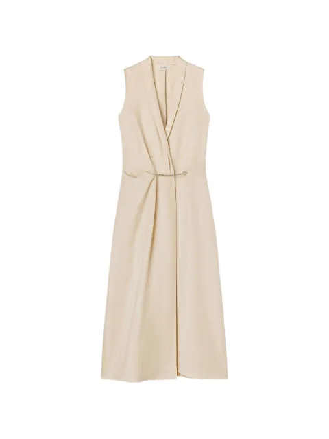 RETORI chain-detail silk dress Neutrals 03WFADR013SU05