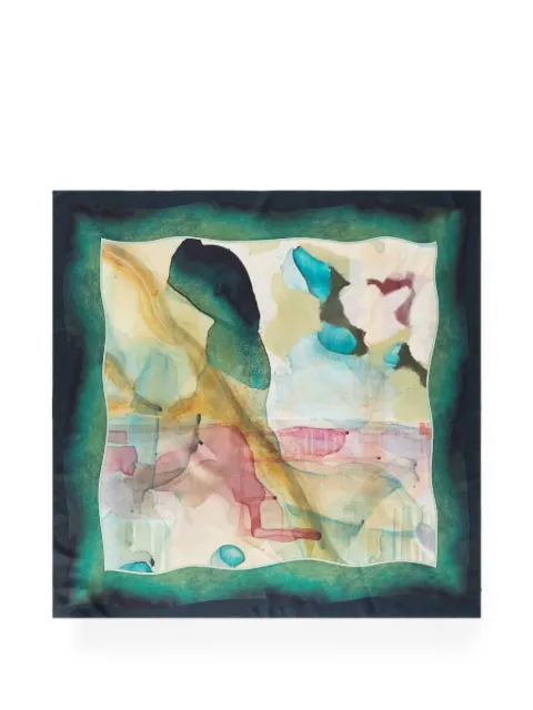 RETORI Miko Veldkamp print silk scarf Green 02WFASA011SP00