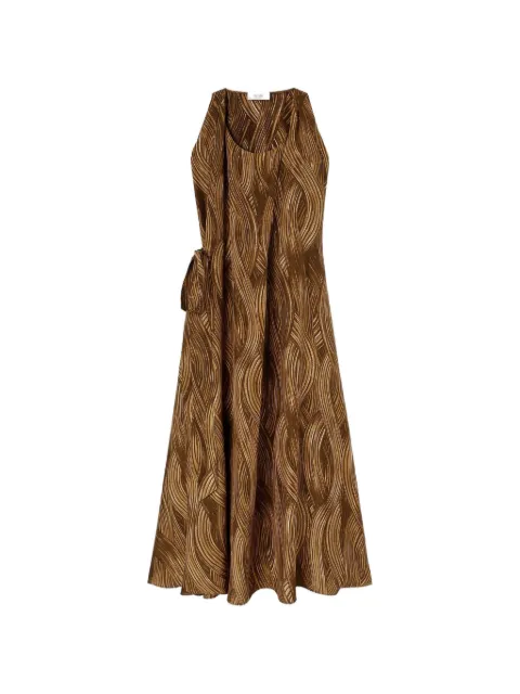 RETORI printed silk midi dress Brown 03WFADR016SP01