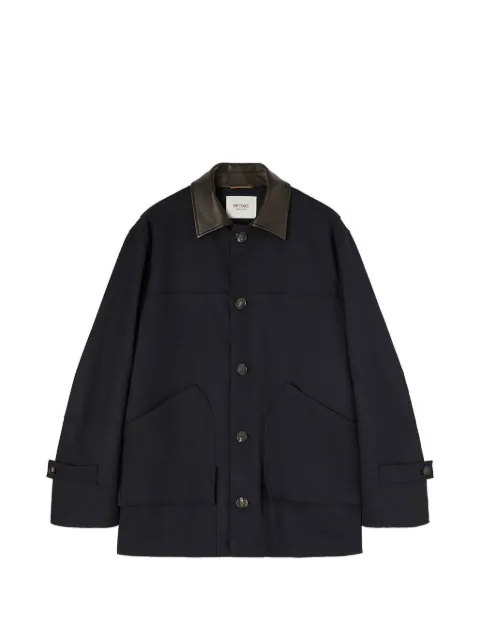 RETORI leather-collar field jacket Blue 02MFAOU006LU10