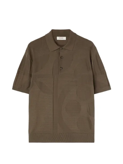 RETORI botanical-pattern silk polo shirt Brown 02MKNTO114SS01