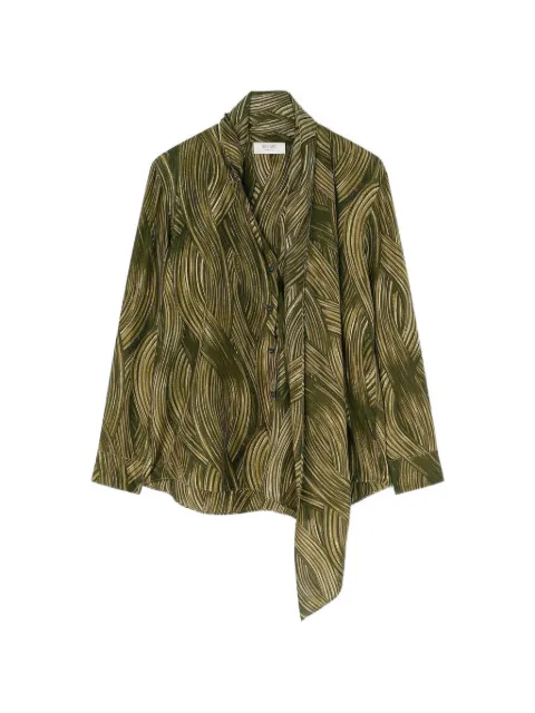 RETORI printed scarf-detail blouse Green 03WFATO012SP01
