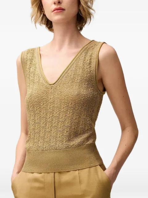 RETORI floral-stitch jacquard-knit top Gold 03WKNTO155VS02
